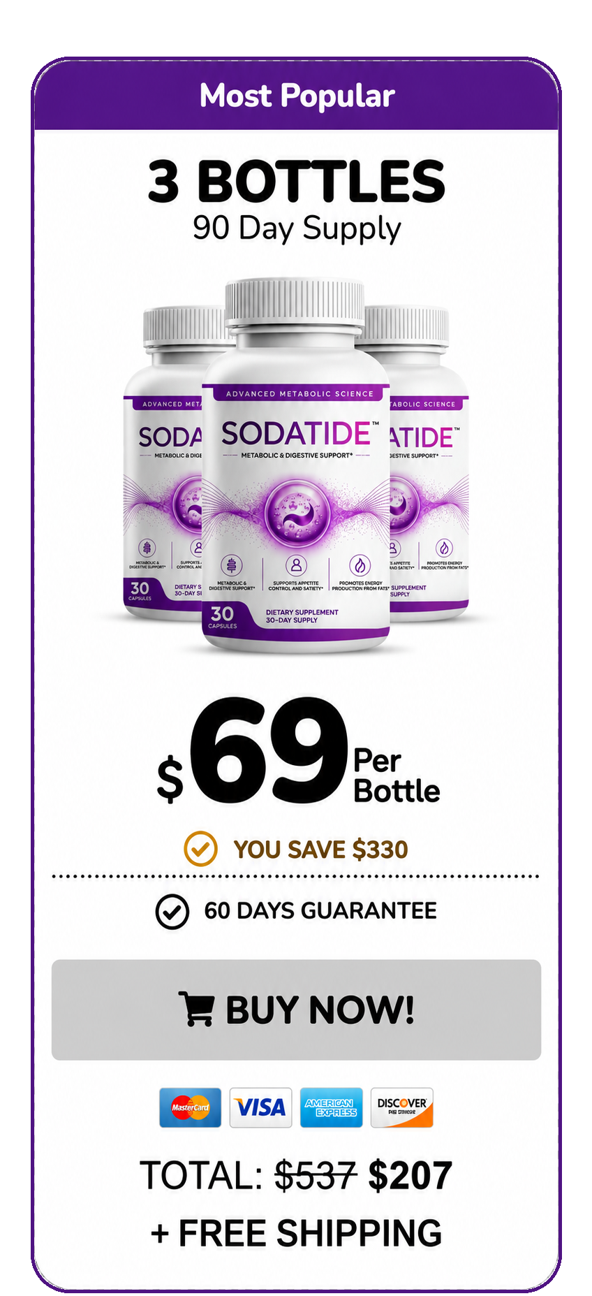 SodaTide 3 Bottles — 90-Day Supply (Most Popular)