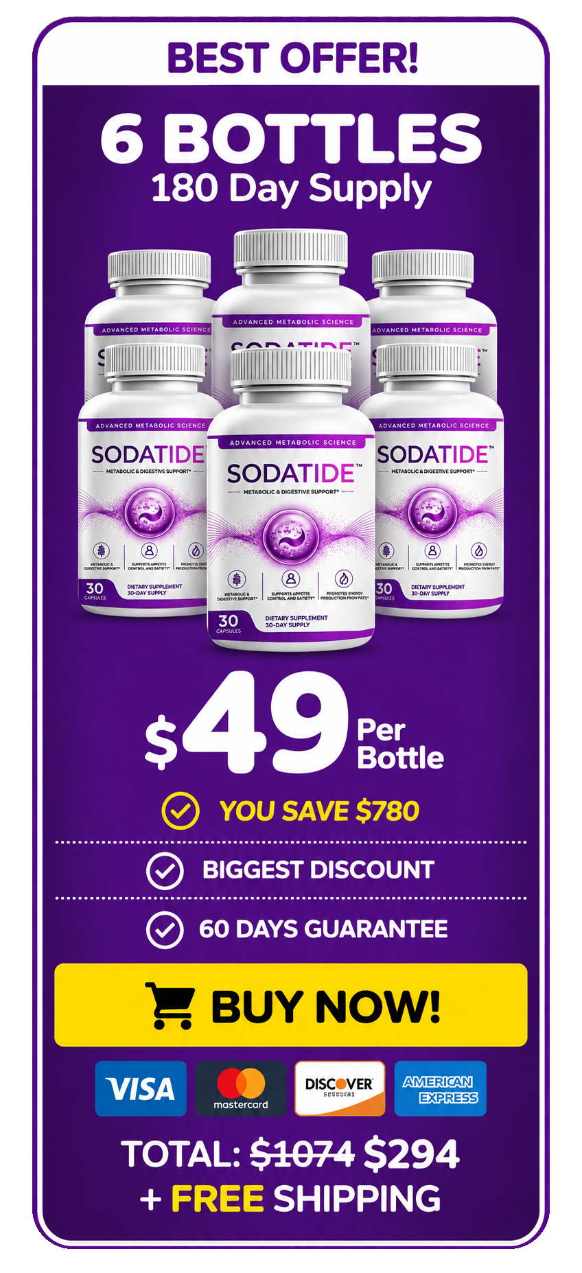SodaTide 6 Bottles — 180-Day Supply (Best Offer)