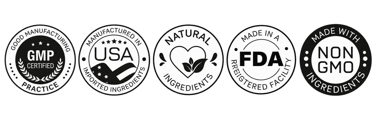 GMP Certified · FDA Registered Facility · Non-GMO · Made in USA