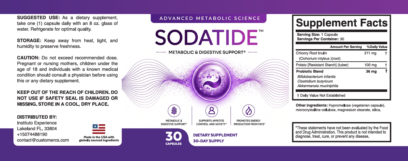 SodaTide supplement facts panel