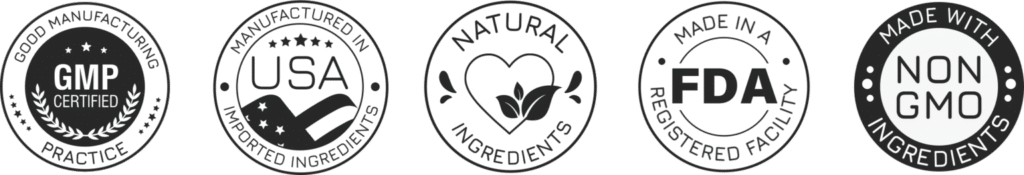 GMP Certified · Made in USA · All Natural · FDA Facility · Non-GMO